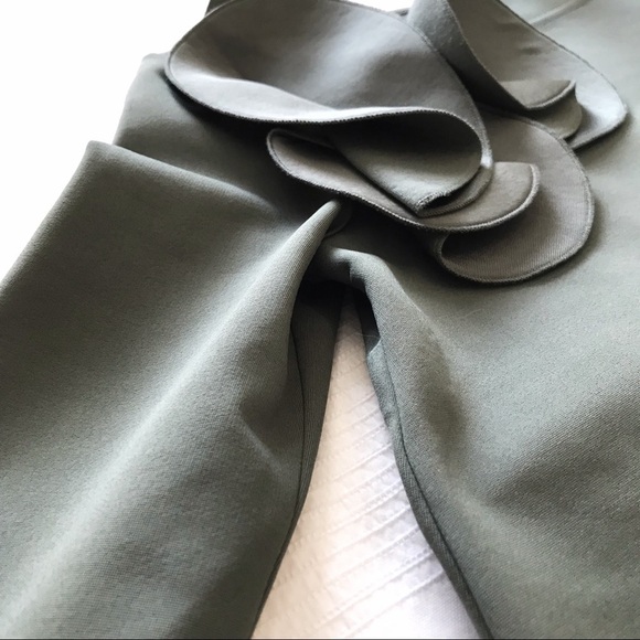 NWT COS MUTED GREEN LONG SLEEVE FLORAL APPLIQUÉ BOAT NECK TOP - XS - Picture 9 of 11